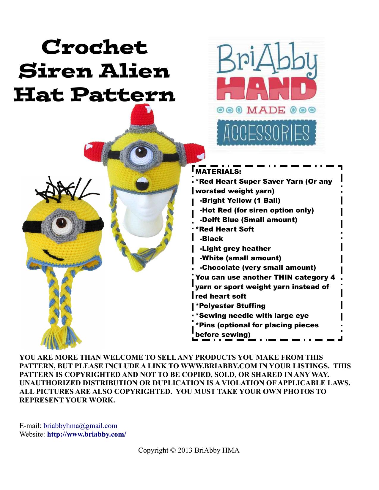 Goggled Alien Hat Pattern by Unknown