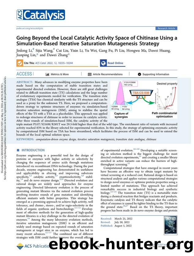 Going Beyond the Local Catalytic Activity Space of Chitinase Using a Simulation-Based Iterative Saturation Mutagenesis Strategy by unknow