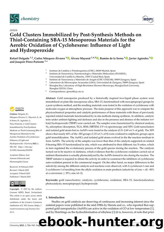 Gold Clusters Immobilized by Post-Synthesis Methods on Thiol-Containing SBA-15 Mesoporous Materials for the Aerobic Oxidation of Cyclohexene: Influence of Light and Hydroperoxide by unknow