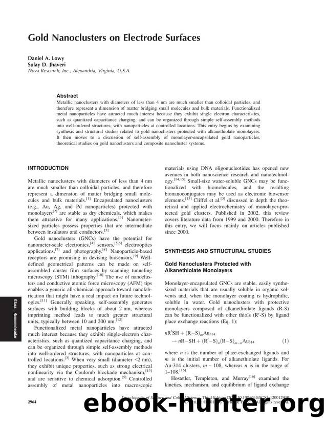 Gold Nanoclusters on Electrode Surfaces by Daniel A. Lowy & Sulay D. Jhaveri