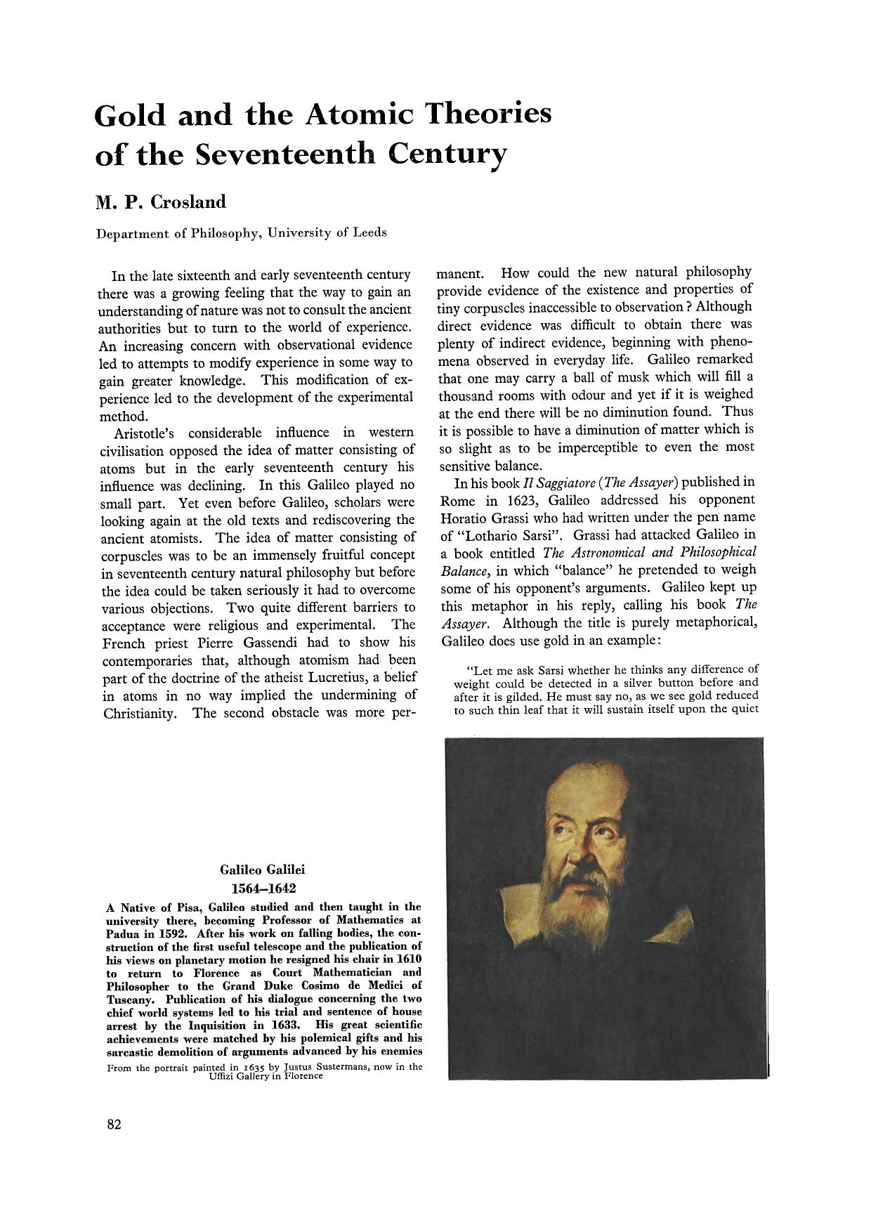 Gold and the atomic theories of the seventeenth century by Unknown