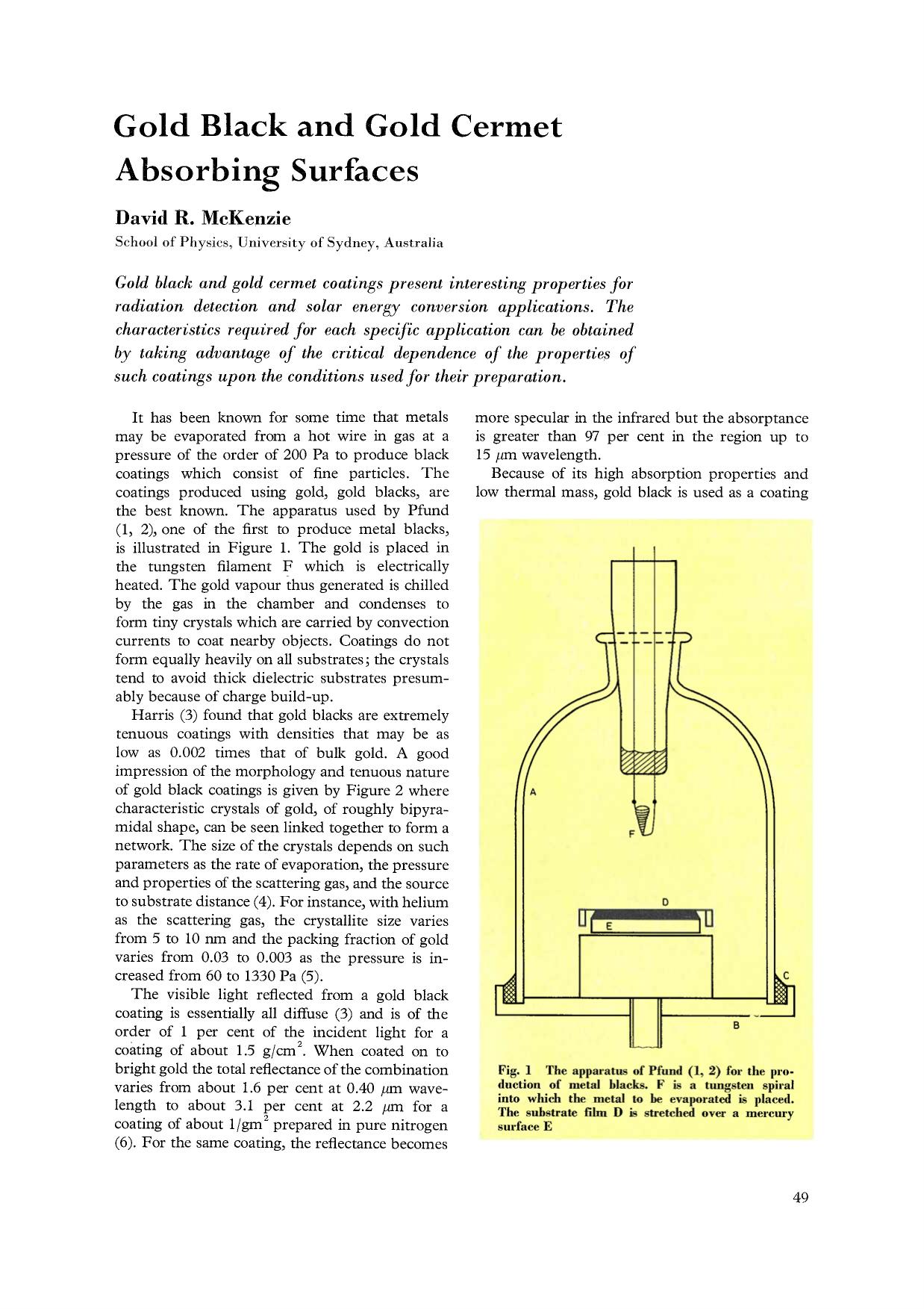 Gold black and gold cermet absorbing surfaces by Unknown