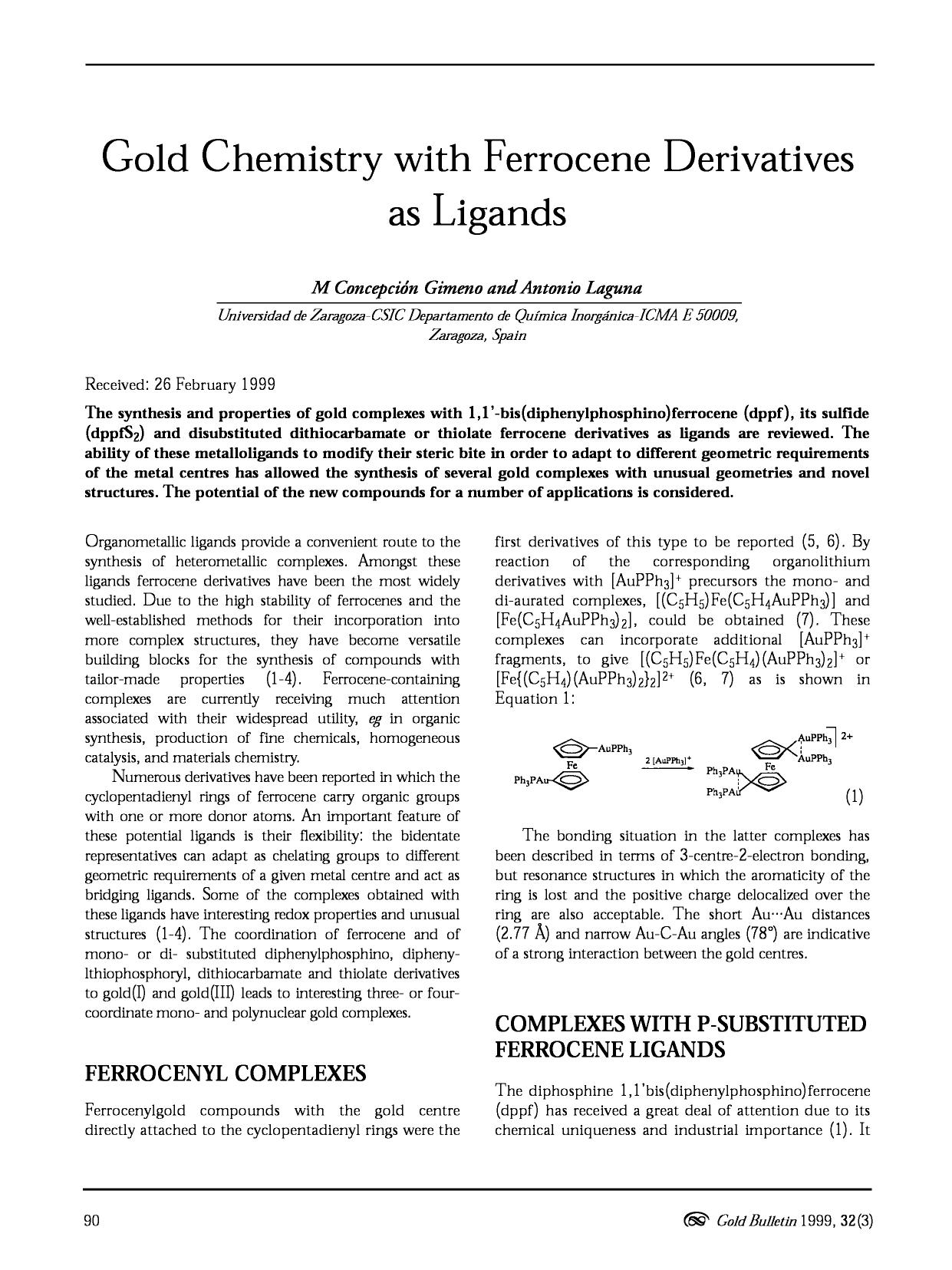 Gold chemistry with ferrocene derivatives as Ligands by Unknown
