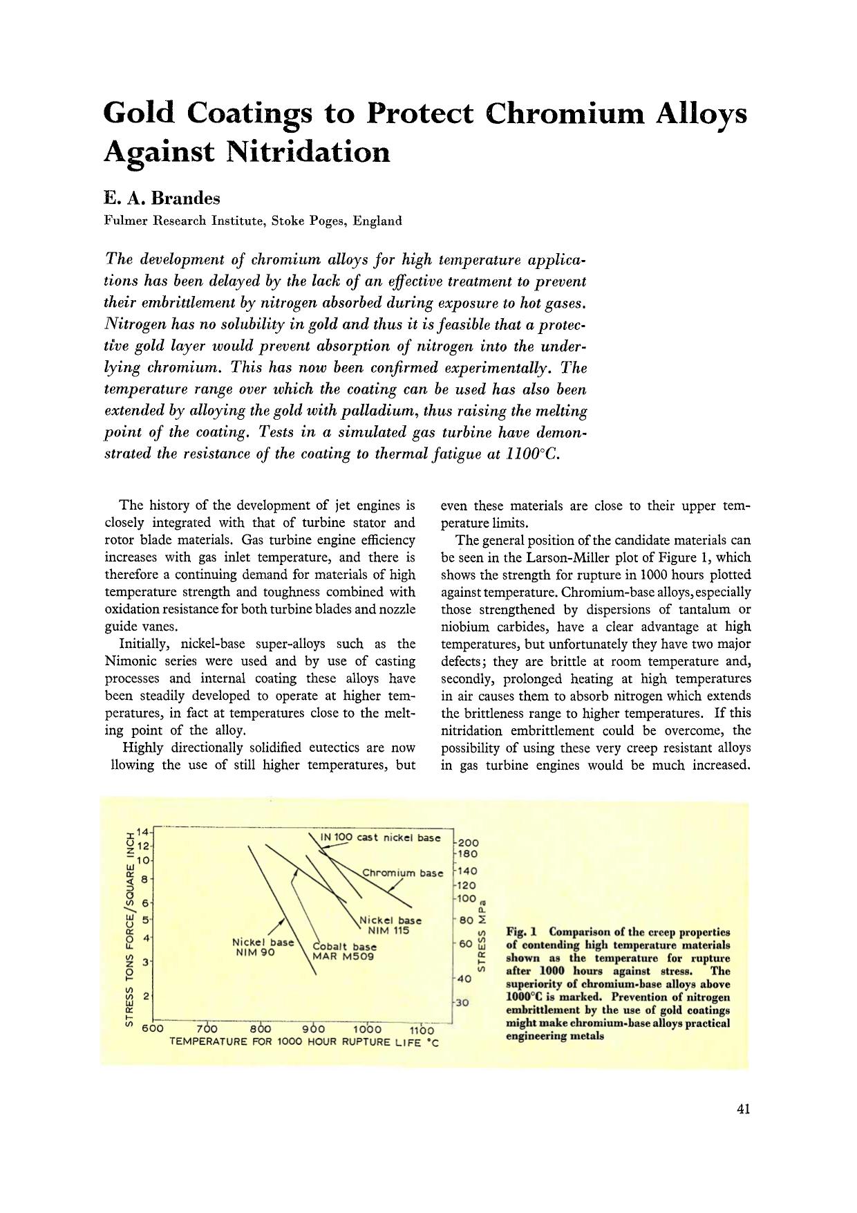 Gold coatings to protect chromium alloys against nitridation by Unknown