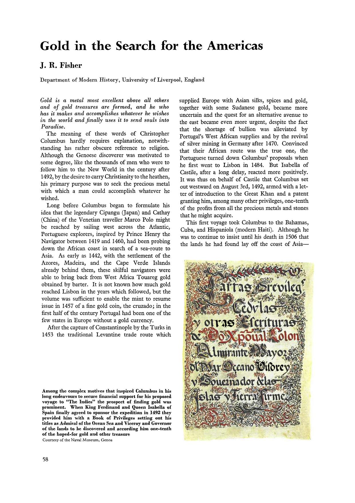 Gold in the search for the Americas by Unknown