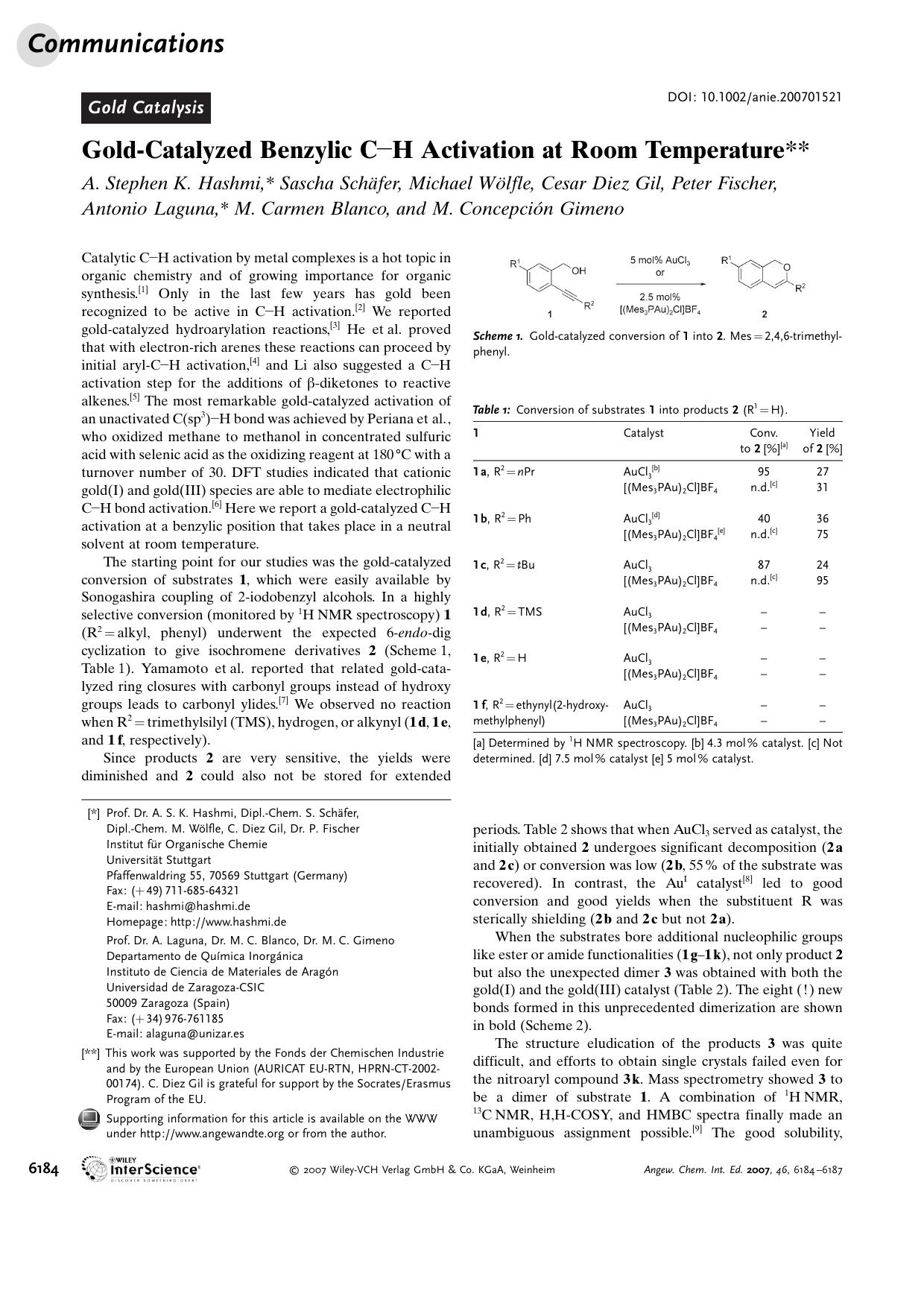 Gold-Catalyzed Benzylic C[bond]H Activation at Room Temperature by Unknown