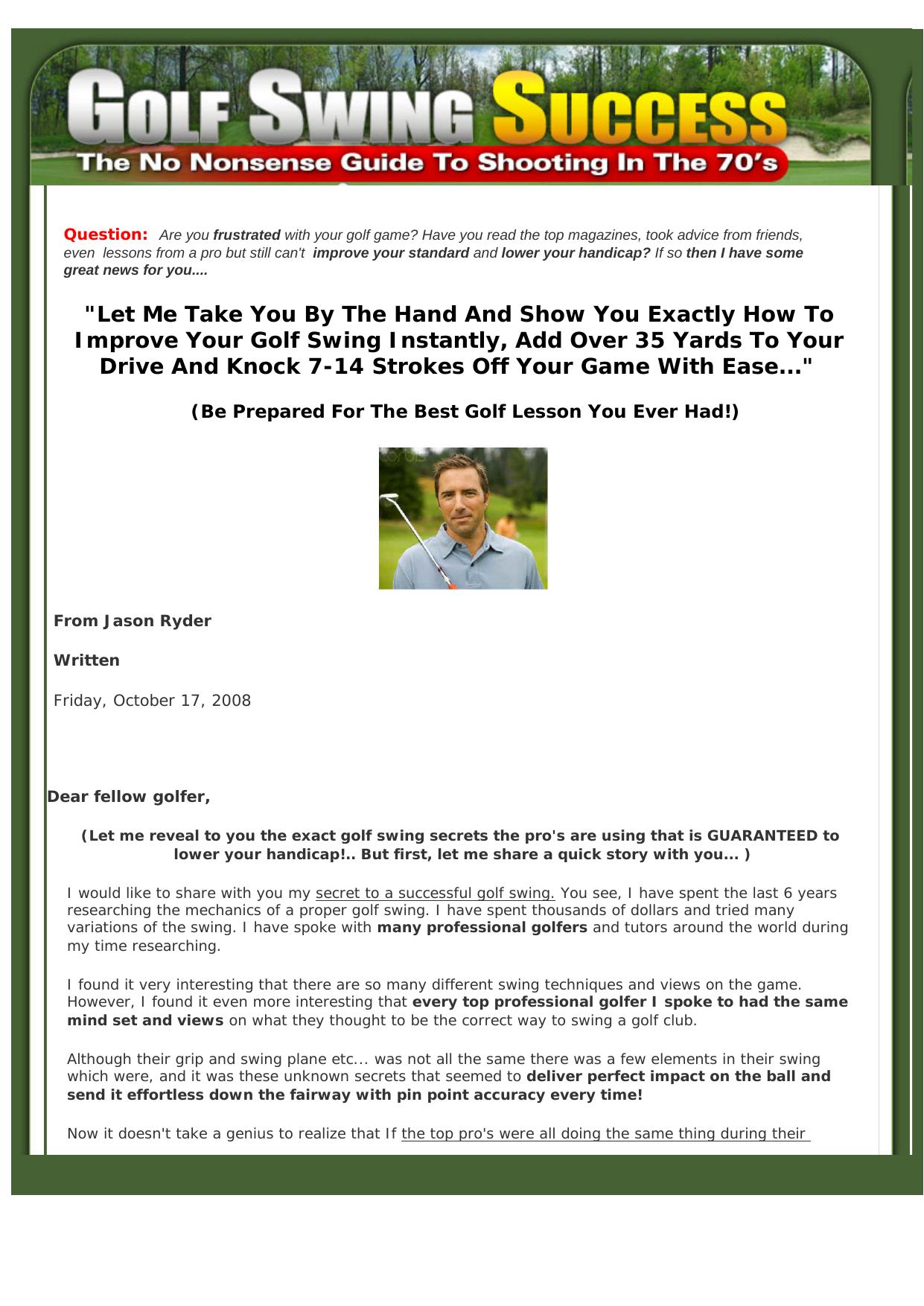 Golf Swing Success!!. by Best of Kuszter's Collection