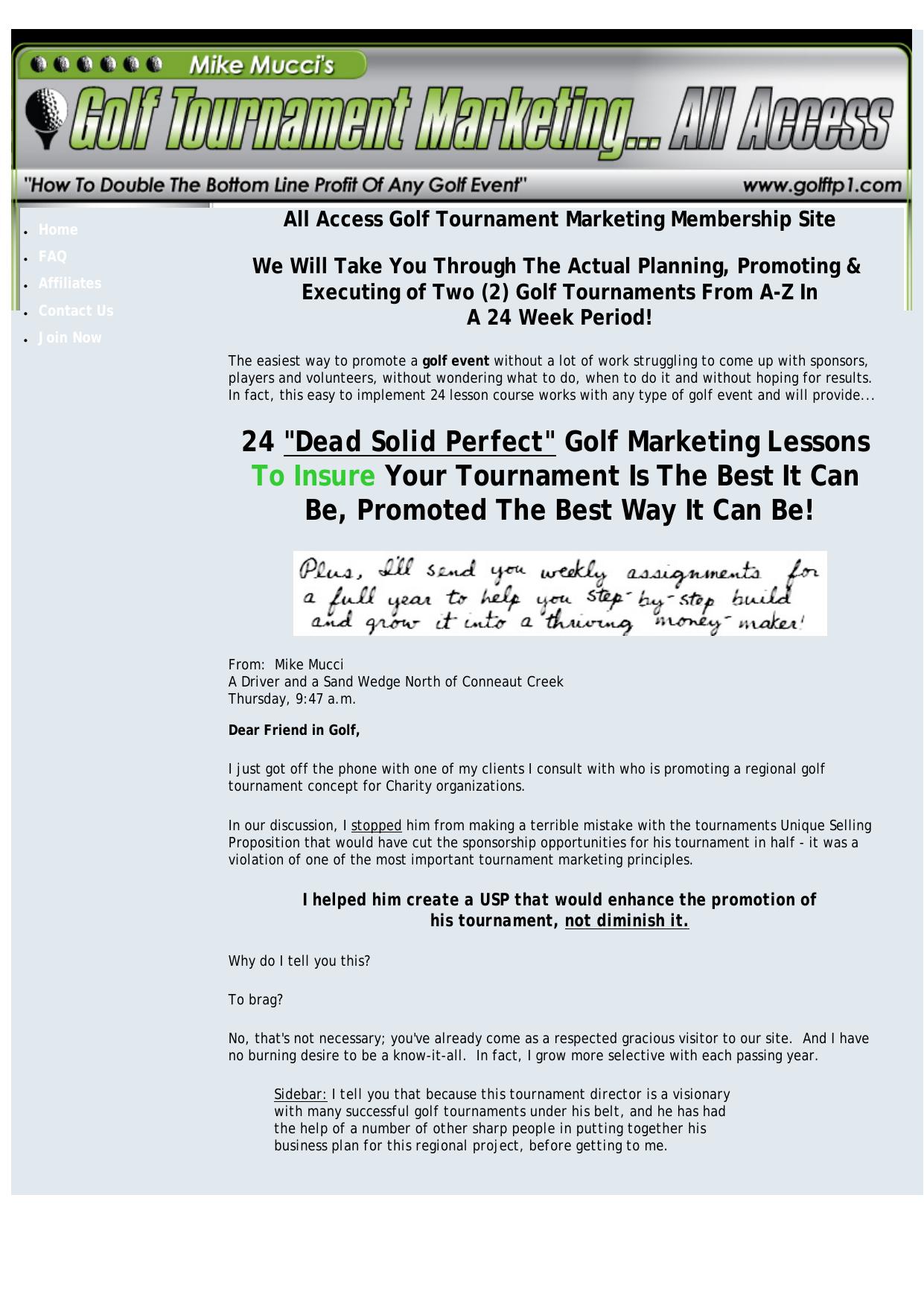 Golf Tournament Marketing ... All Access Membership Site. by Best of Kuszter's Collection