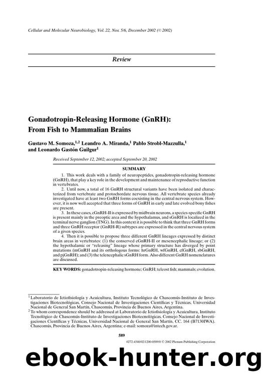 Gonadotropin-Releasing Hormone (GnRH): From Fish to Mammalian Brains by Unknown