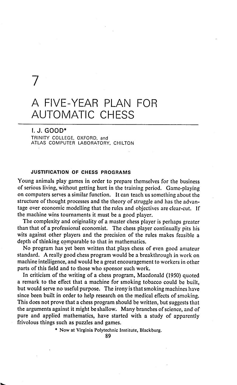 Good J by A Five-Year Plan For Automatic Chess (1968)-OCR 30p Article