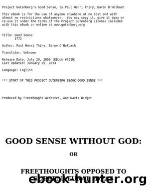 Good Sense by baron d' Paul Henri Thiry Holbach
