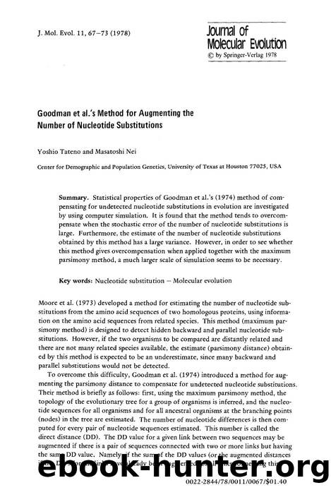 Goodman et al.'s method for augmenting the number of nucleotide substitutions by Unknown