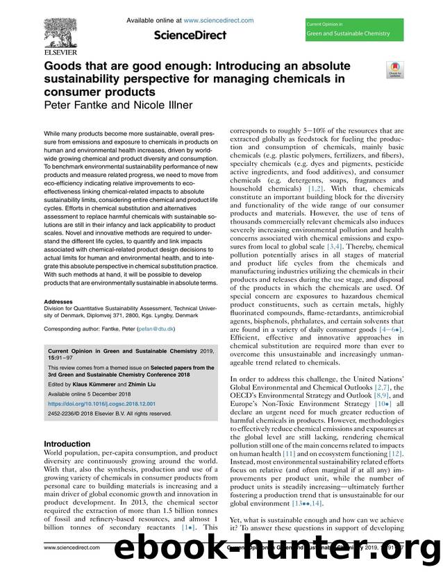 Goods that are good enough: Introducing an absolute sustainability perspective for managing chemicals in consumer products by Peter Fantke