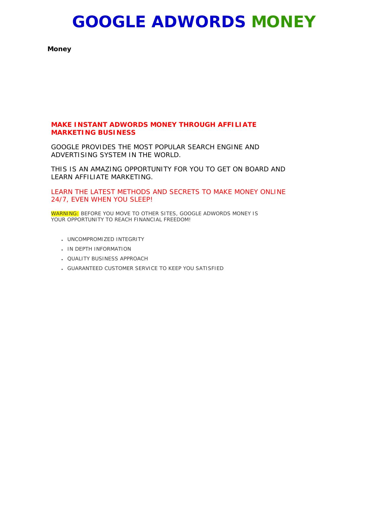 Google Adwords Money Ebook Marketing Course. by Best of Kuszter's Collection