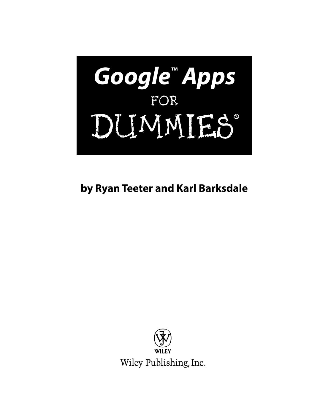 Google Apps for DUMmIES by Unknown