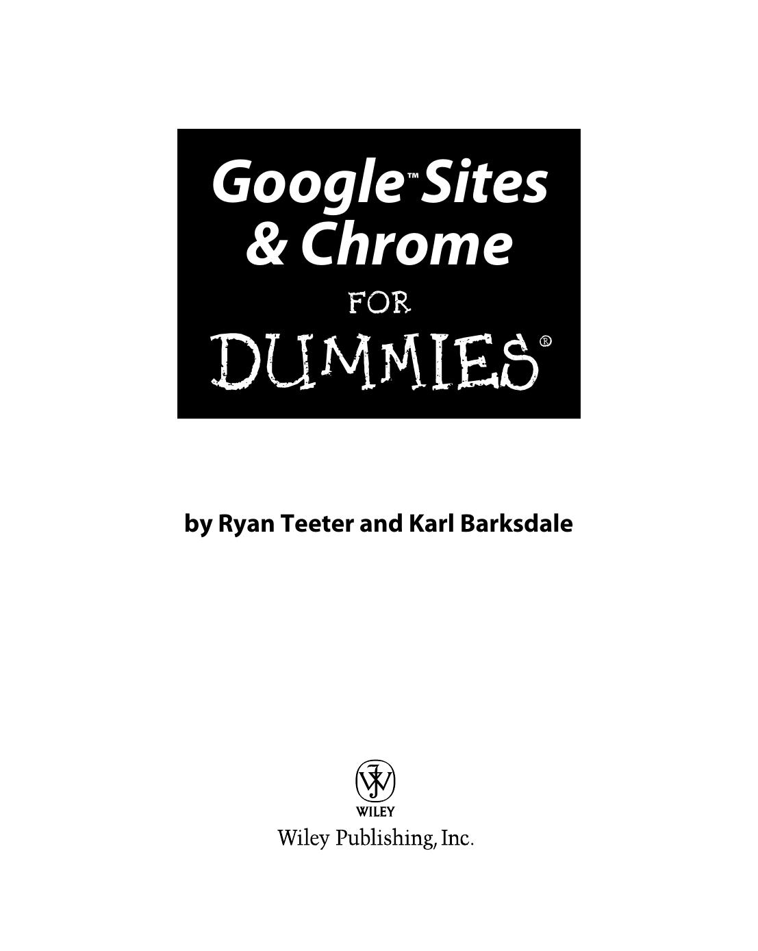 Google sites & Chrome for dummies by Ryan Teeter; Karl Barksdale