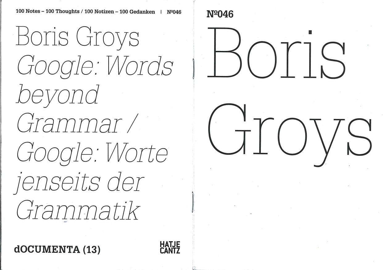 Google, Words beyond Grammar by Groys B