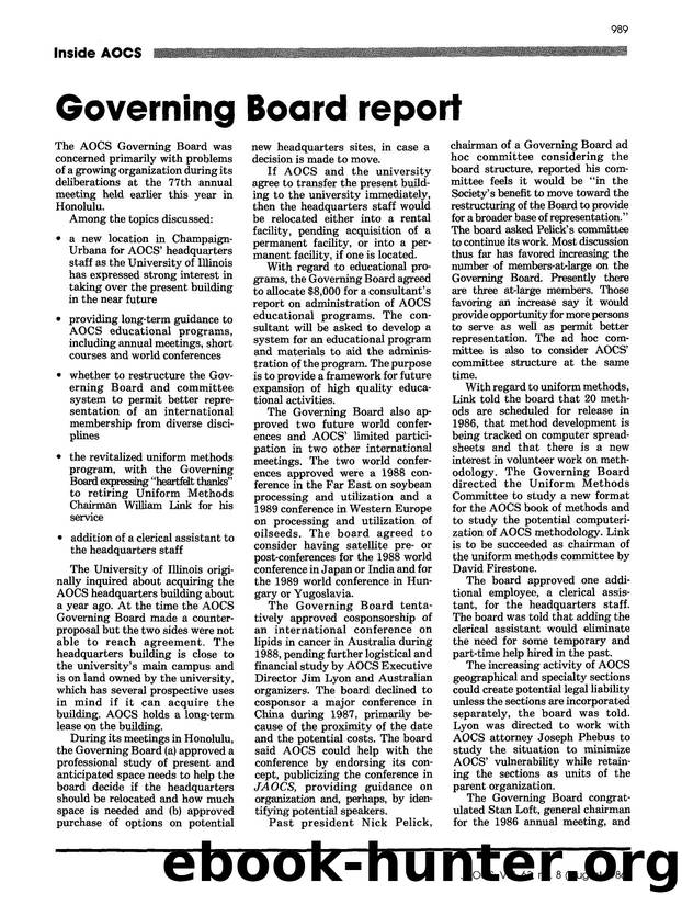 Governing Board report by Unknown