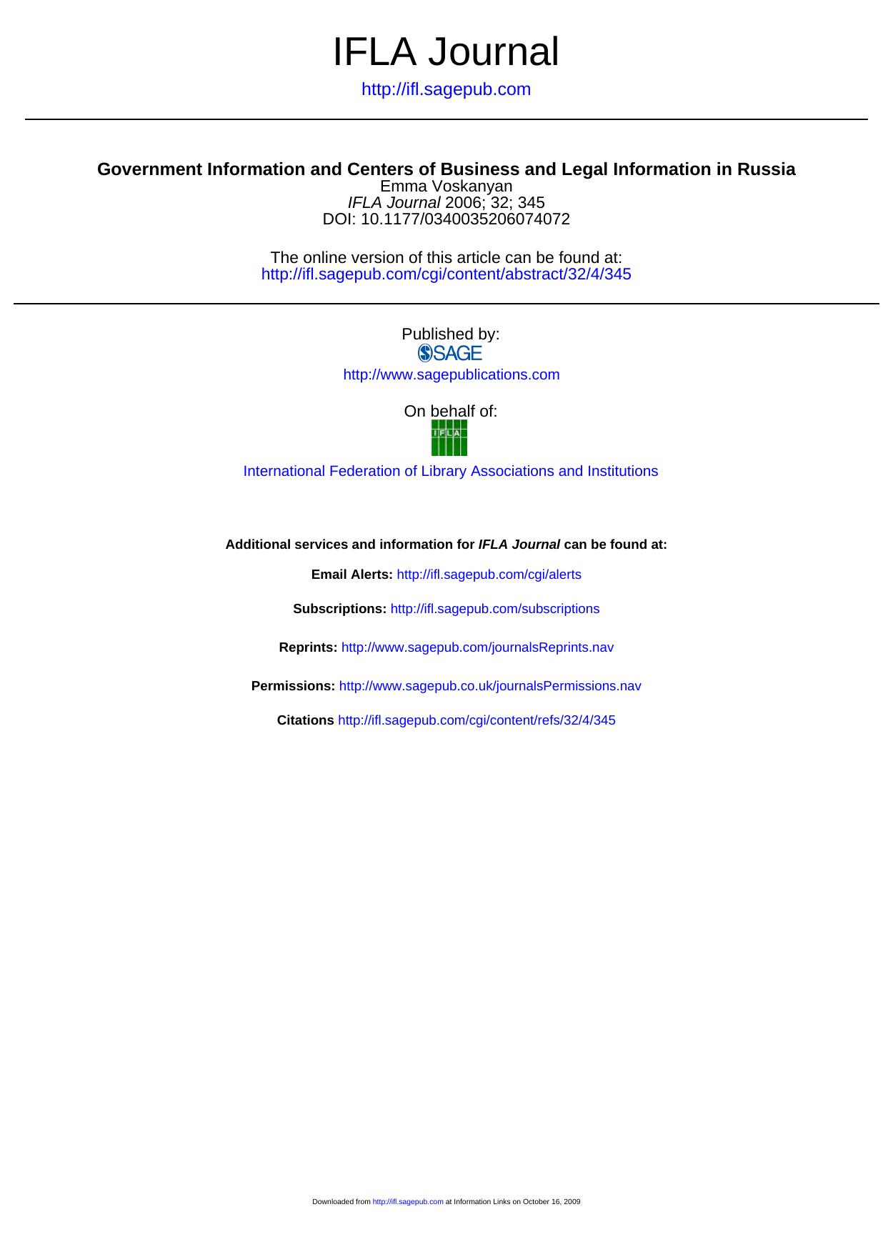 Government Information and Centers of Business and Legal Information in Russia by Voskanyan Emma