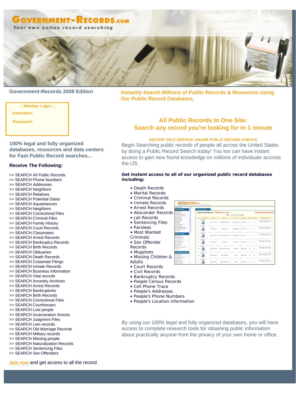 Government-Records.com - --Pool Your Bonuses With Our Sites! by Best of Kuszter's Collection