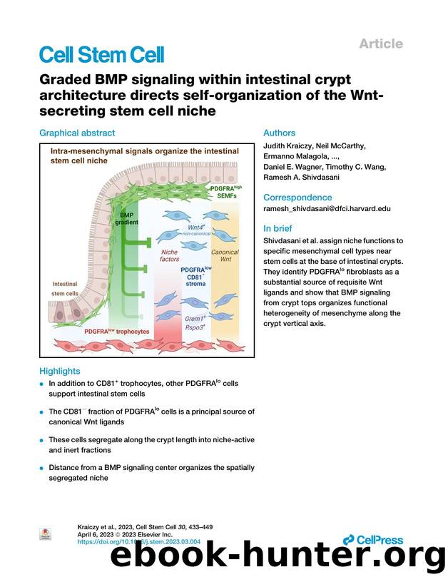 Graded BMP signaling within intestinal crypt architecture directs self-organization of the Wnt-secreting stem cell niche by unknow