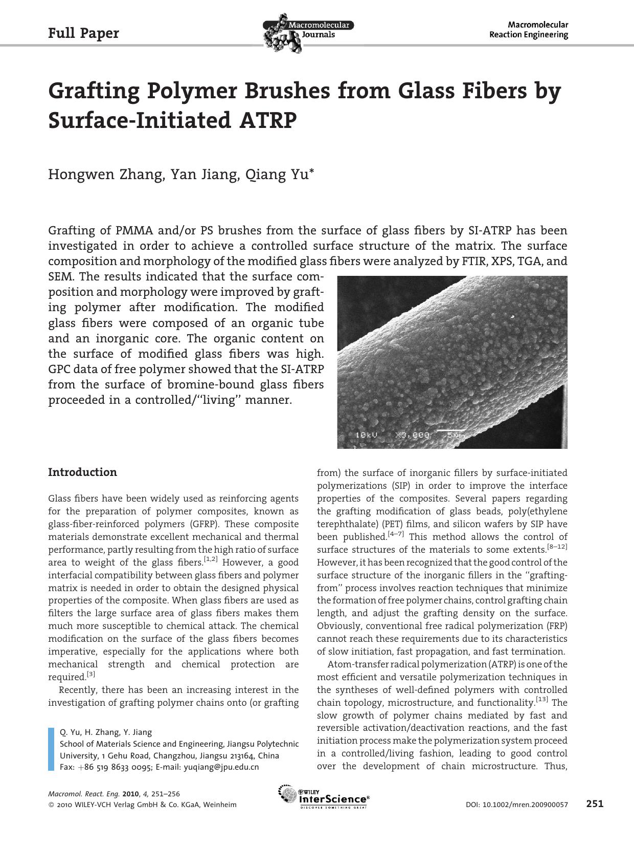 Grafting Polymer Brushes from Glass Fibers by Surface?Initiated ATRP by Unknown