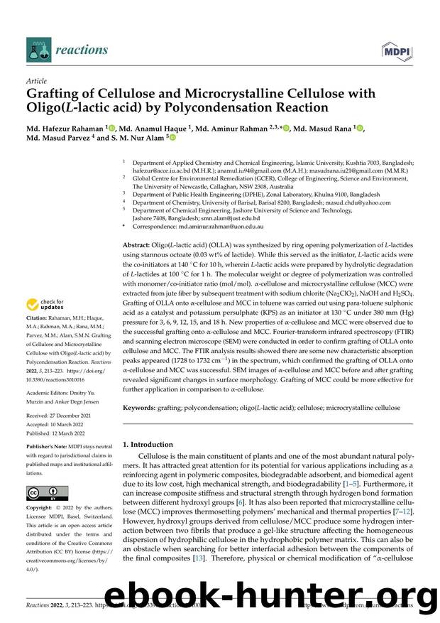 Grafting of Cellulose and Microcrystalline Cellulose with Oligo(L-lactic acid) by Polycondensation Reaction by unknow
