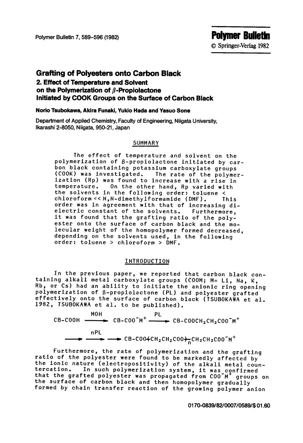 Grafting of polyesters onto carbon black by Unknown