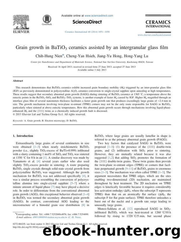Grain growth in BaTiO3 ceramics assisted by an intergranular glass film by Chih-Hung Nien & Cheng-Yan Hsieh & Jiang-Yu Hong & Hong-Yang Lu