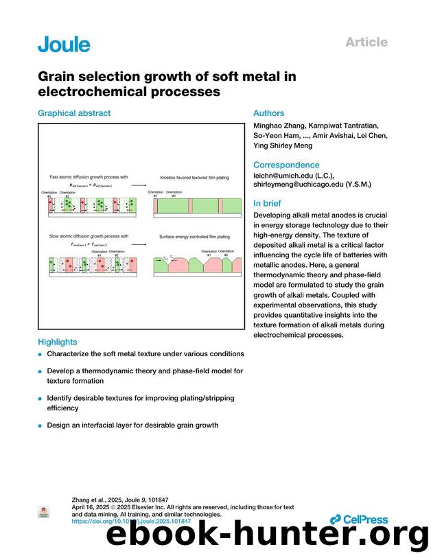 Grain selection growth of soft metal in electrochemical processes by unknow