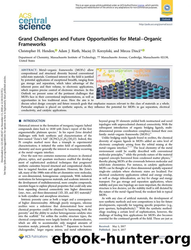Grand Challenges and Future Opportunities for MetalâOrganic Frameworks by Christopher H. Hendon Adam J. Rieth Maciej D. Korzyński & Mircea Dincă
