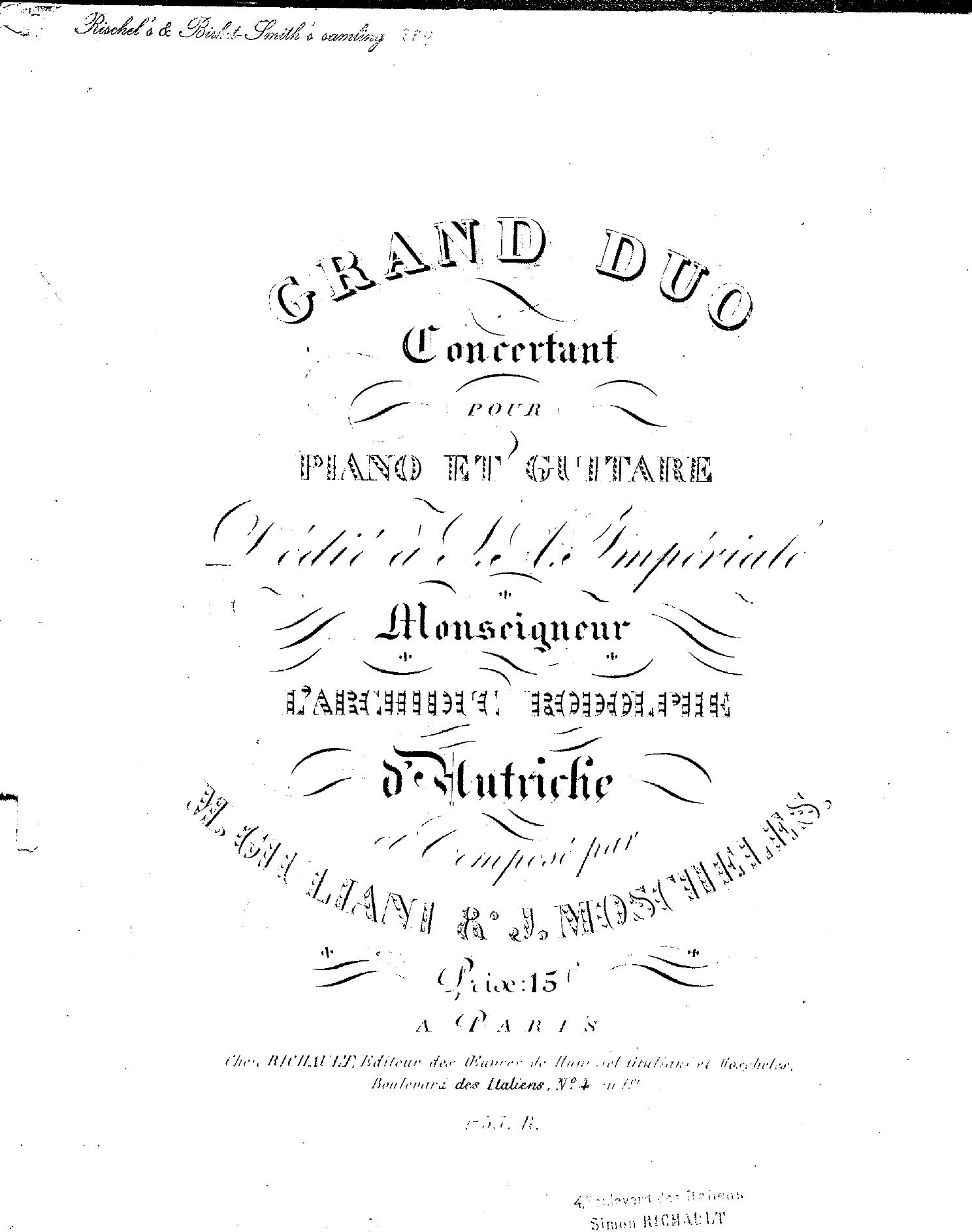 Grand Duo Concertant, ch + pfo, part ch by Unknown