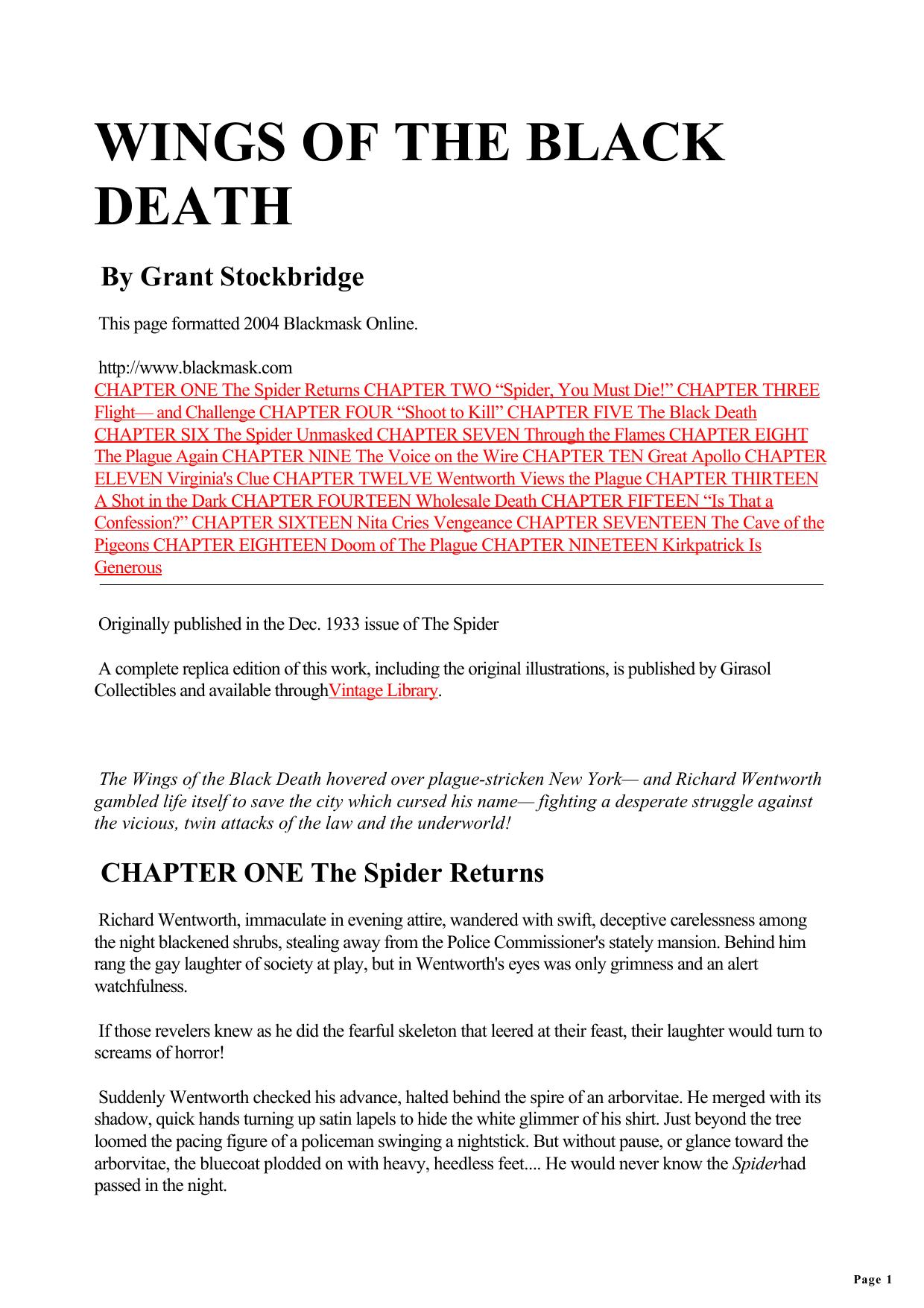 Grant Stockbridge - The Spider by Wings Of The Black Death