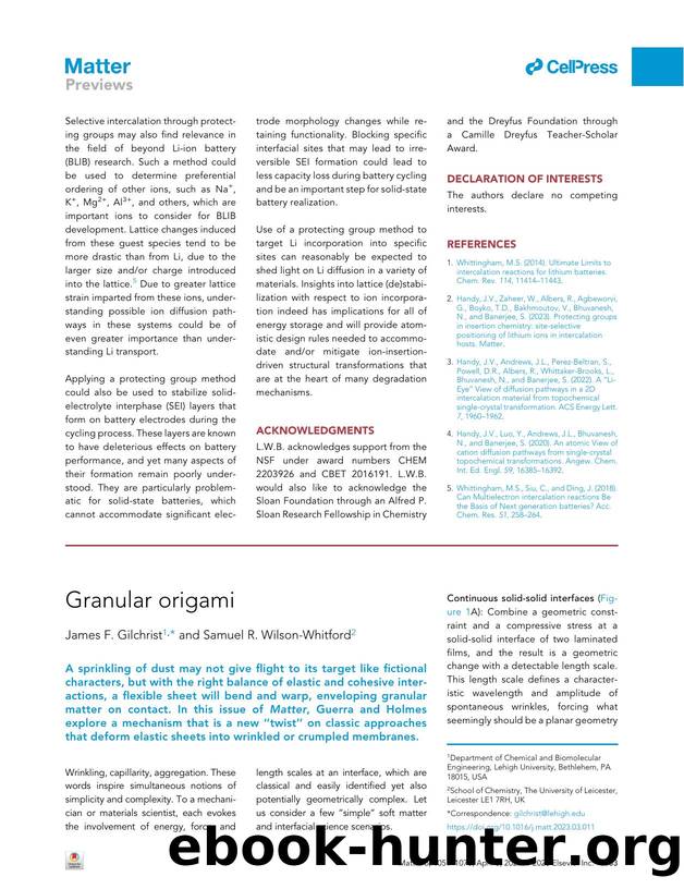 Granular origami by James F. Gilchrist & Samuel R. Wilson-Whitford