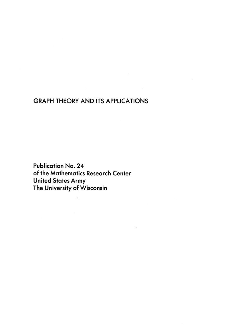 Graph Theory and Its Applications by Bernard Harris (editor)