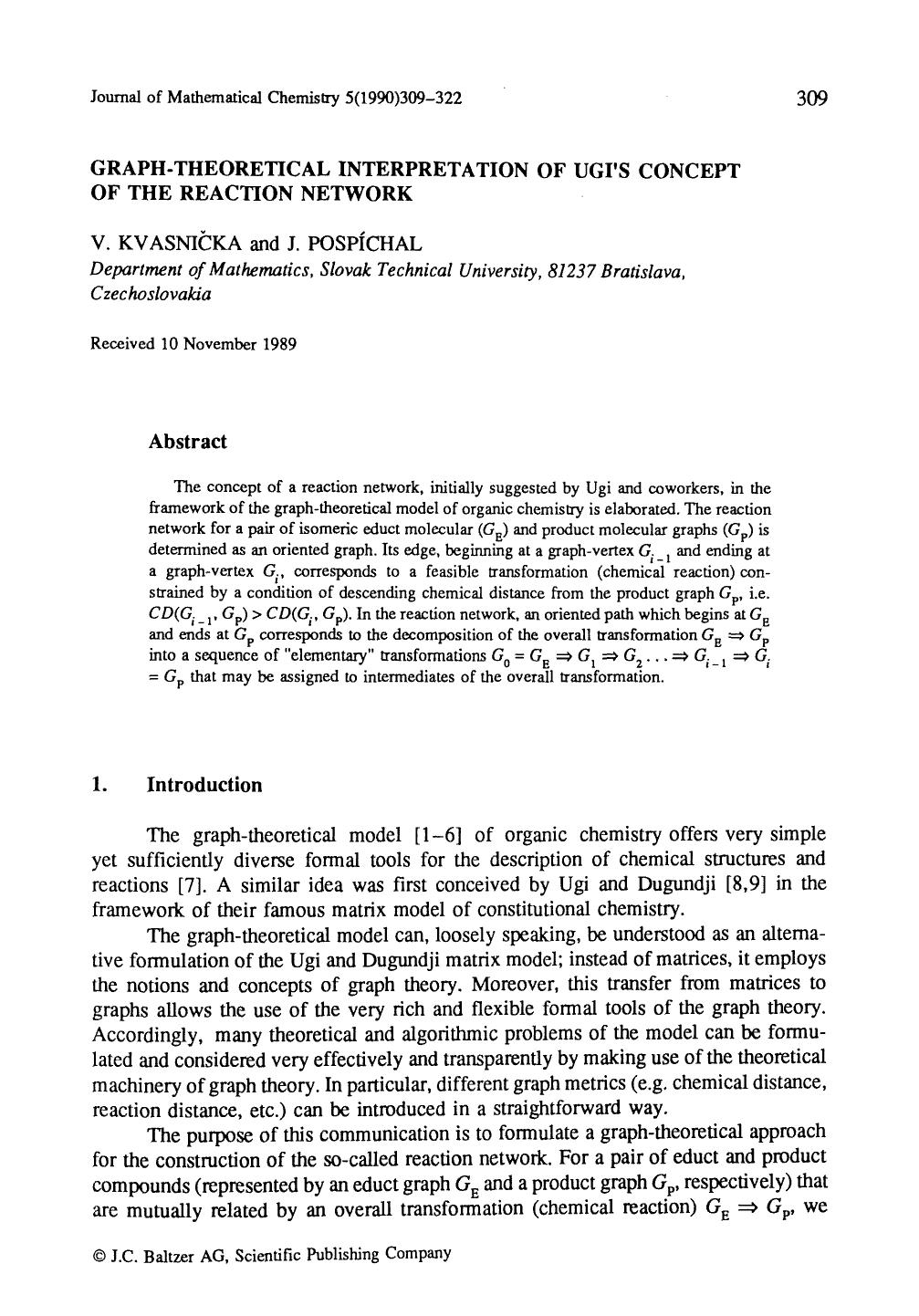 Graph-theoretical interpretation of Ugi's concept of the reaction network by Unknown