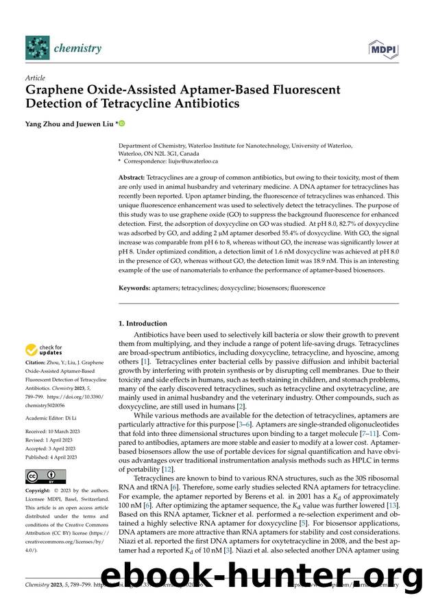 Graphene Oxide-Assisted Aptamer-Based Fluorescent Detection of Tetracycline Antibiotics by Yang Zhou & Juewen Liu
