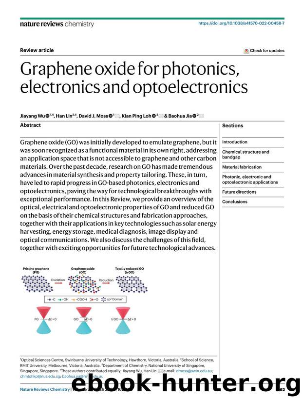Graphene oxide for photonics, electronics and optoelectronics by Jiayang Wu & Han Lin & David J. Moss & Kian Ping Loh & Baohua Jia