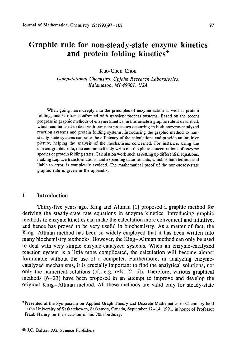 Graphic rule for non-steady-state enzyme kinetics and protein folding kinetics by Unknown