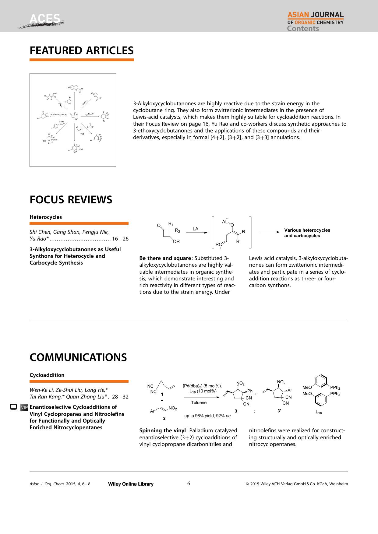 Graphical Abstract: Asian J. Org. Chem. 12015 by Unknown