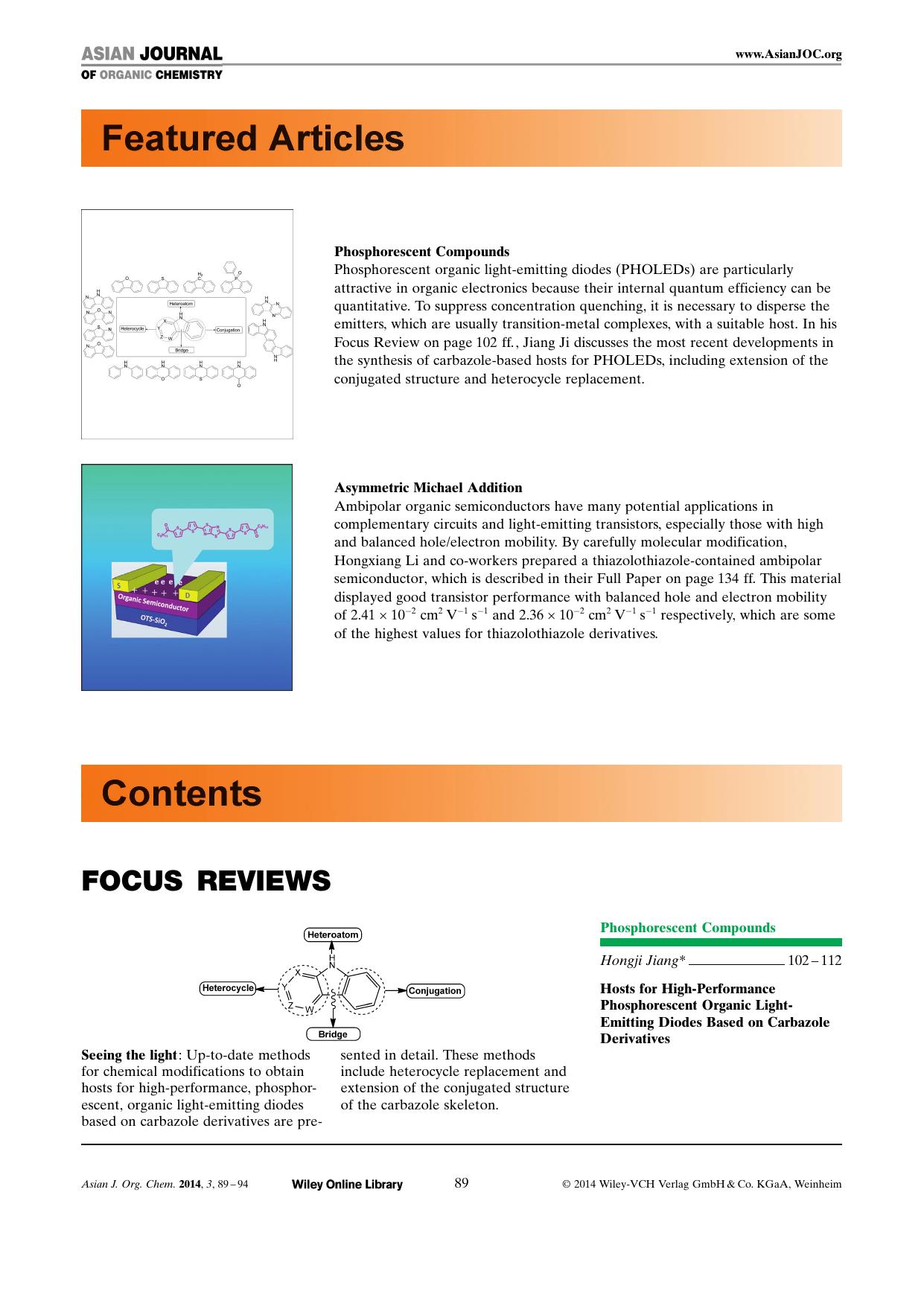 Graphical Abstract: Asian J. Org. Chem. 22014 by Unknown
