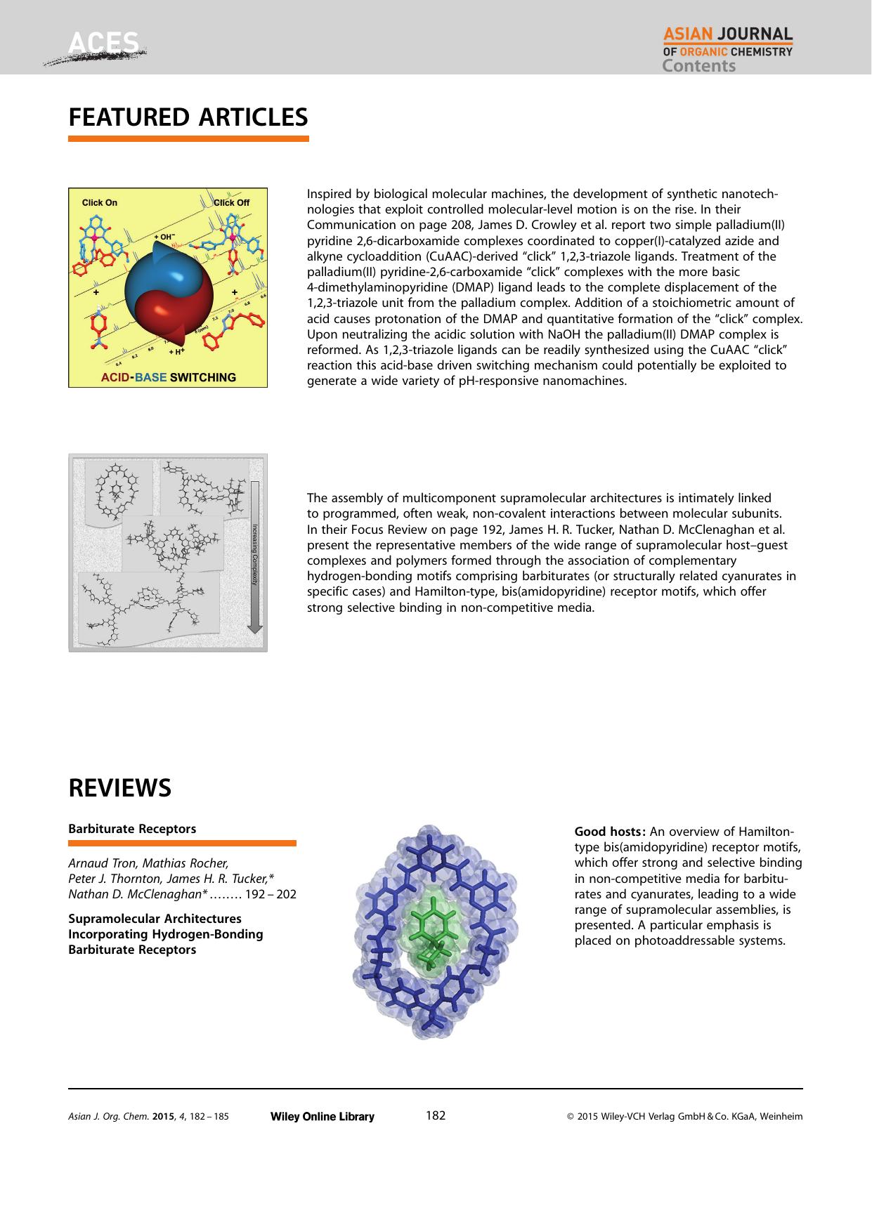 Graphical Abstract: Asian J. Org. Chem. 32015 by Unknown