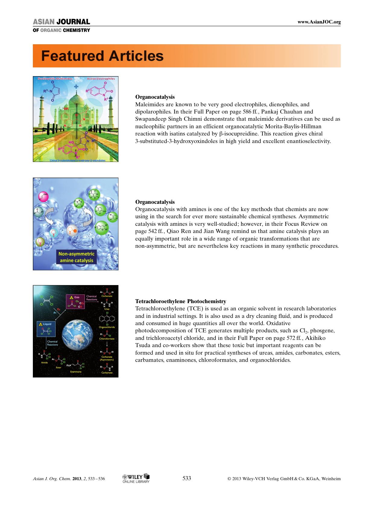 Graphical Abstract: Asian J. Org. Chem. 72013 by Unknown