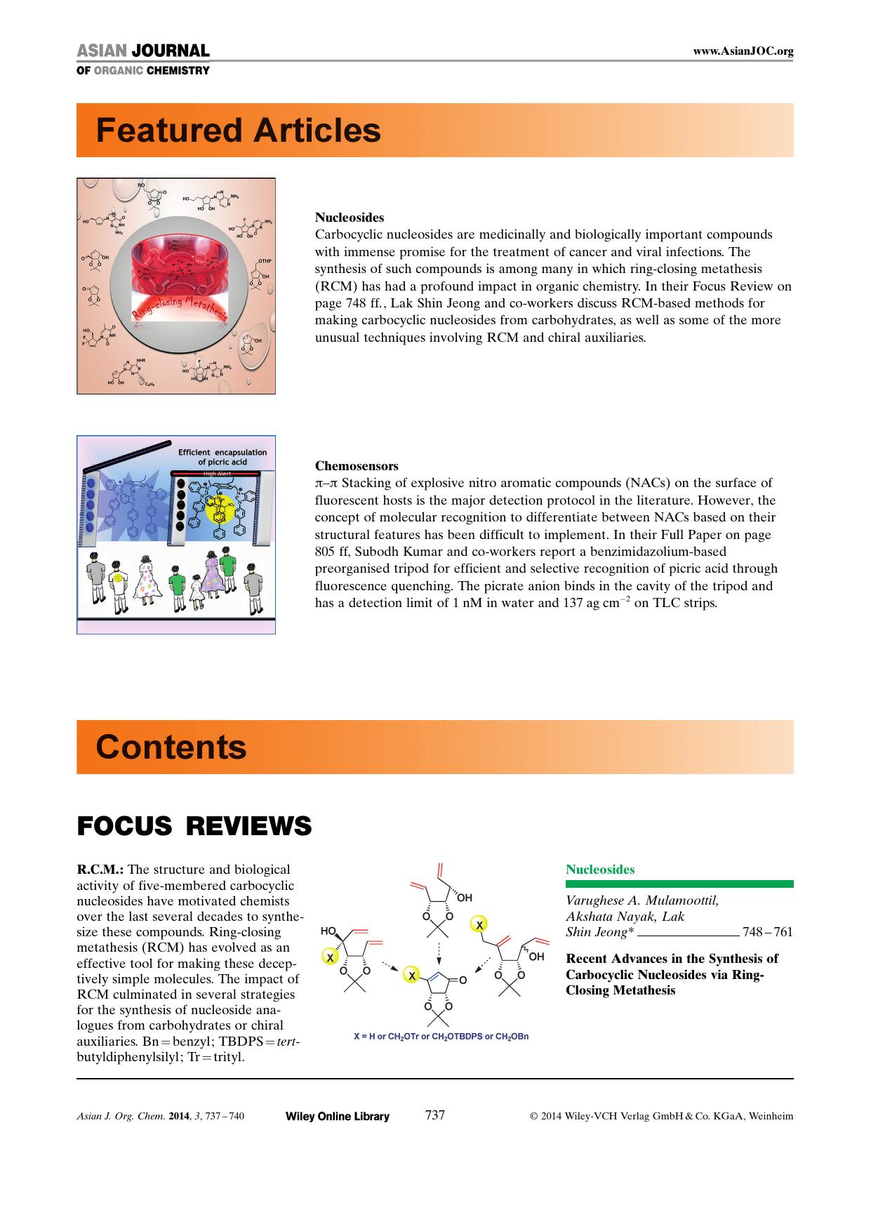 Graphical Abstract: Asian J. Org. Chem. 72014 by Unknown