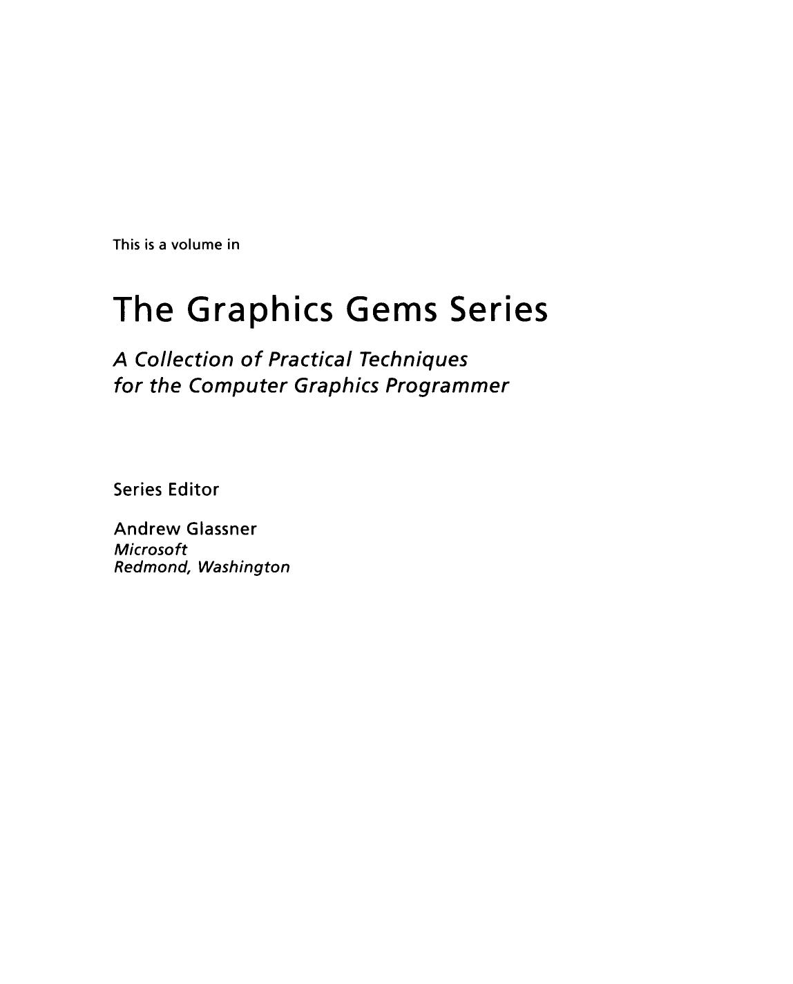 Graphics Gems V. A Collection of Practical Techniques for the Computer Graphics Programmer by Alan W. Paeth (Auth.)