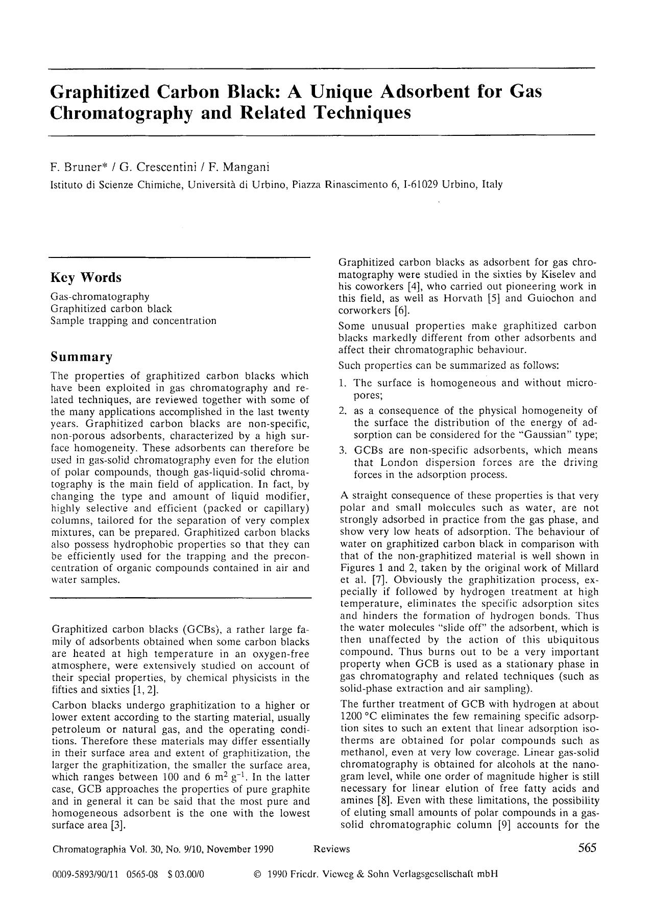 Graphitized carbon black: A unique adsorbent for gas chromatography and related techniques by Unknown
