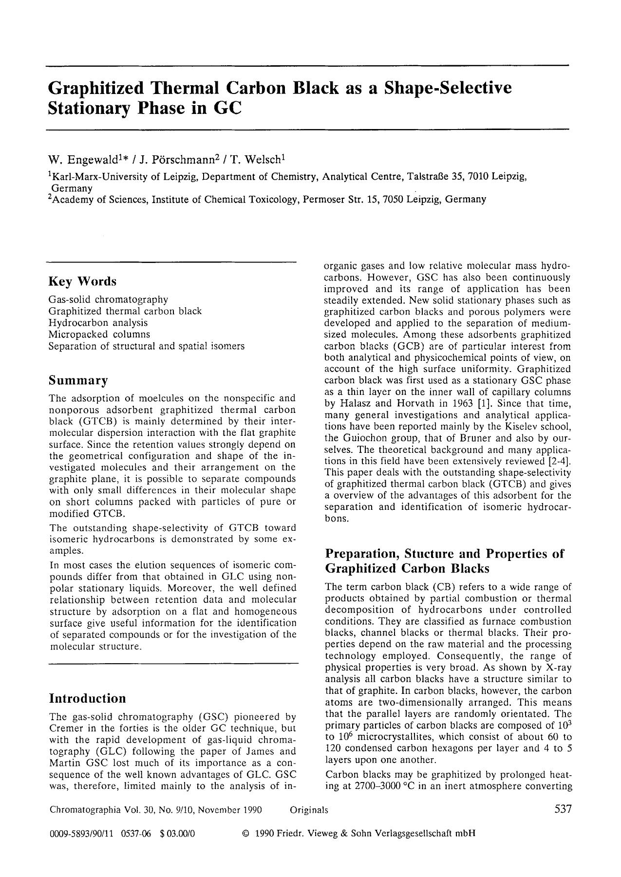 Graphitized thermal carbon black as a shape-selective stationary phase in GC by Unknown