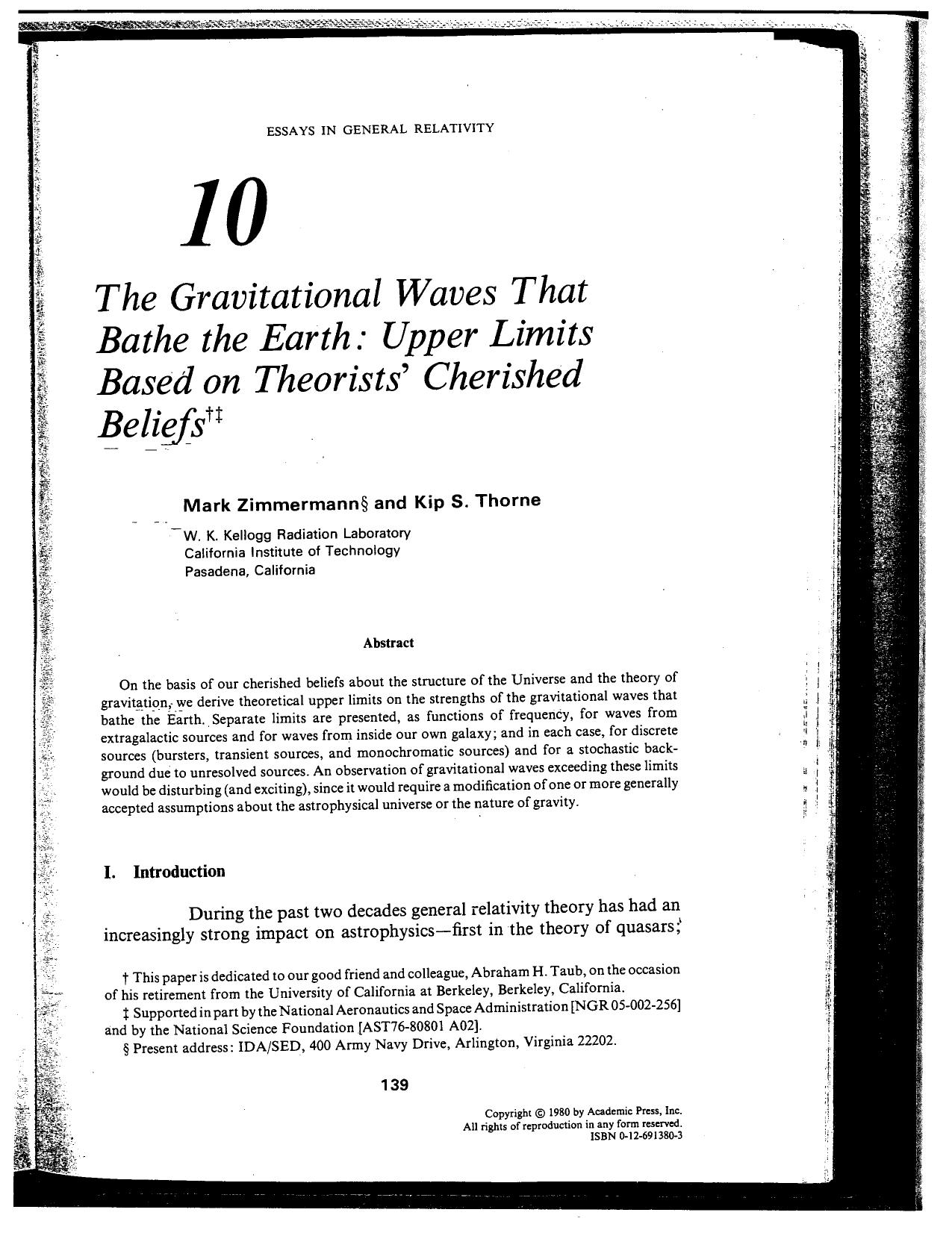Gravitational Waves that Bathe the Earth (1980) by Unknown