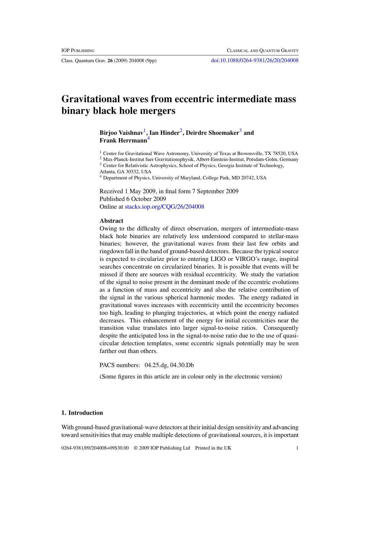 Gravitational waves from eccentric intermediate mass binary black hole mergers by B Vaishnav et al