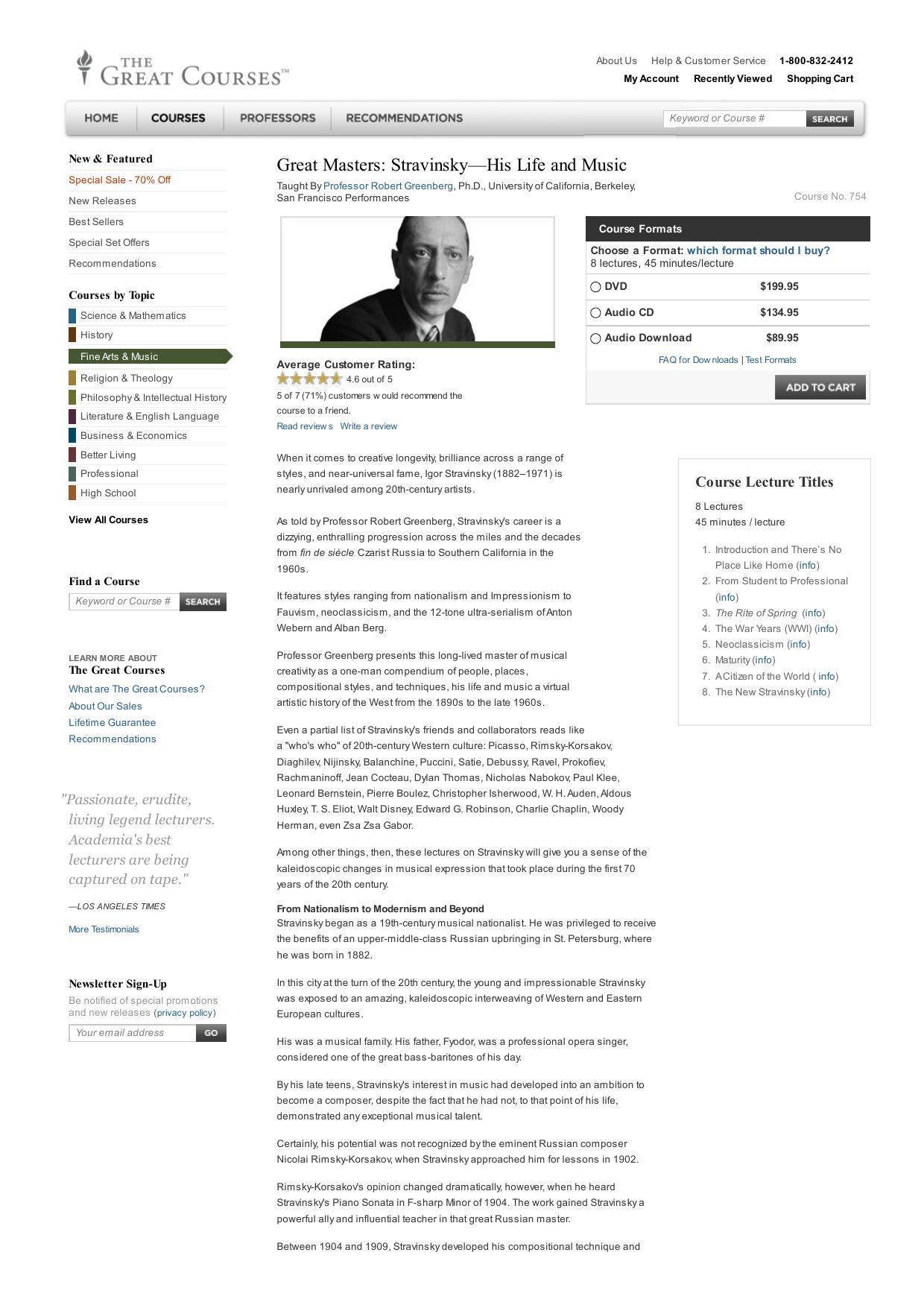 Great Masters: Stravinsky—His Life and Music by His Life & Music (description)